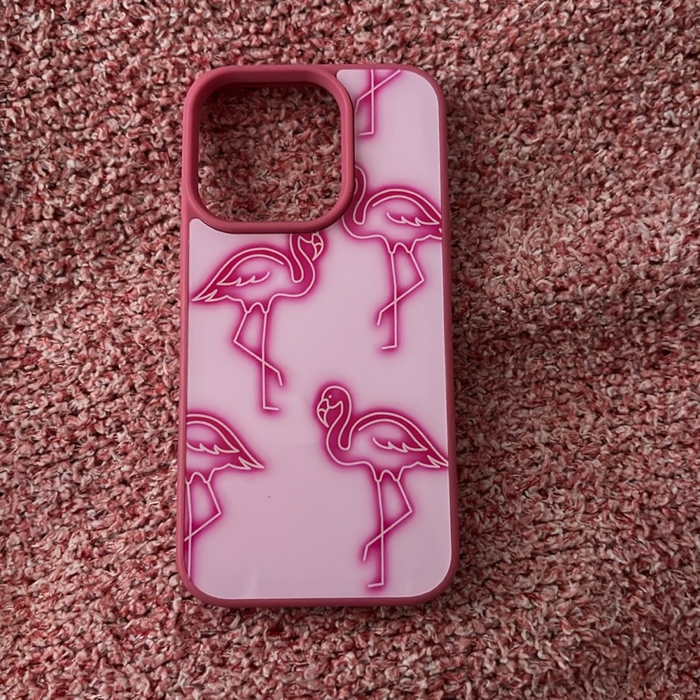 iphone14 pro max pink neon flamingo case
